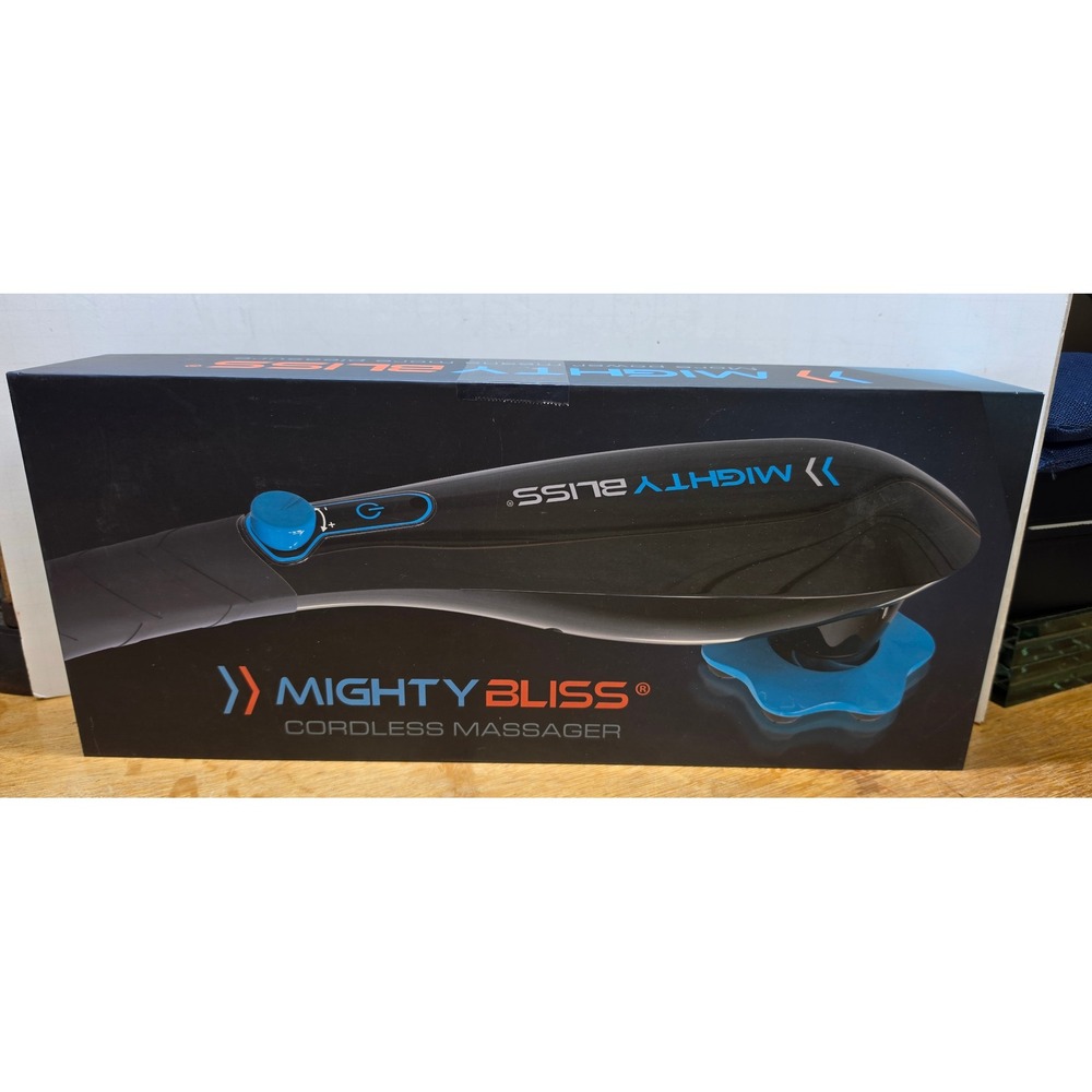 Mighty Bliss Cordless Handheld Massager Deep Tissue Percussion 6 Heads Black